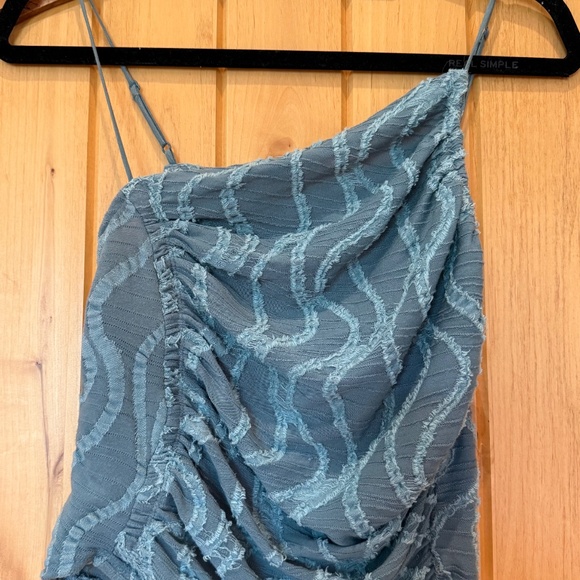 Free People teal asymmetrical shirred/ruched top XS - Picture 2 of 3